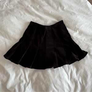 Pleated Black Velvet Women's Skirt
